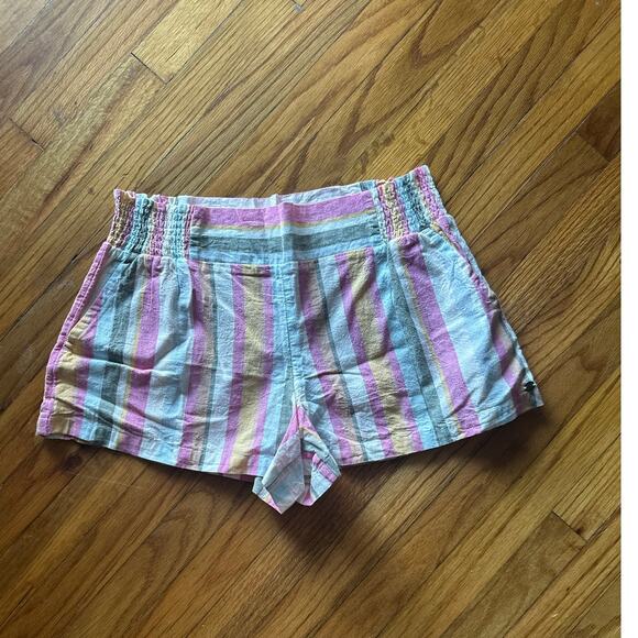 Roxy Handmade Life Stripe Shorts | Women’s Mid-Rise | Cotton Linen Blend - Picture 1 of 6